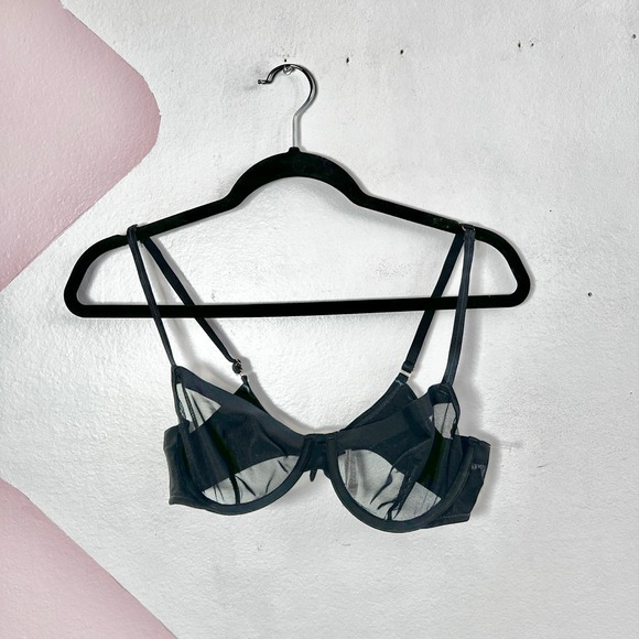 Auden Other - Auden Bra 34B Black‎ Demi Coverage Unlined Sheer Lightweight Underwire Support